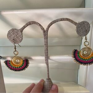Colorful Beaded Hoop Earrings
